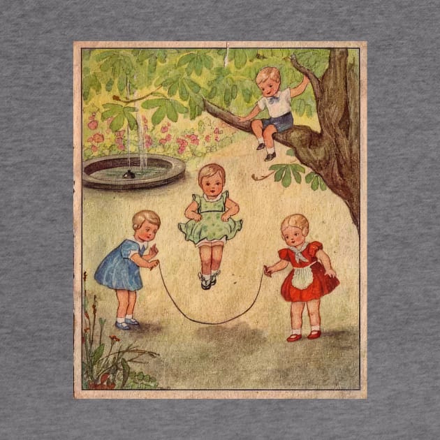 Children at play- ilustration from a vintage childrens book by stevepaint